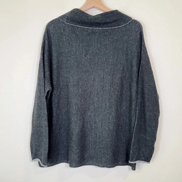 Eileen Fisher Womens Size Small Tunnel Neck Long Sleeve Heathered Grey Top - Picture 13 of 15